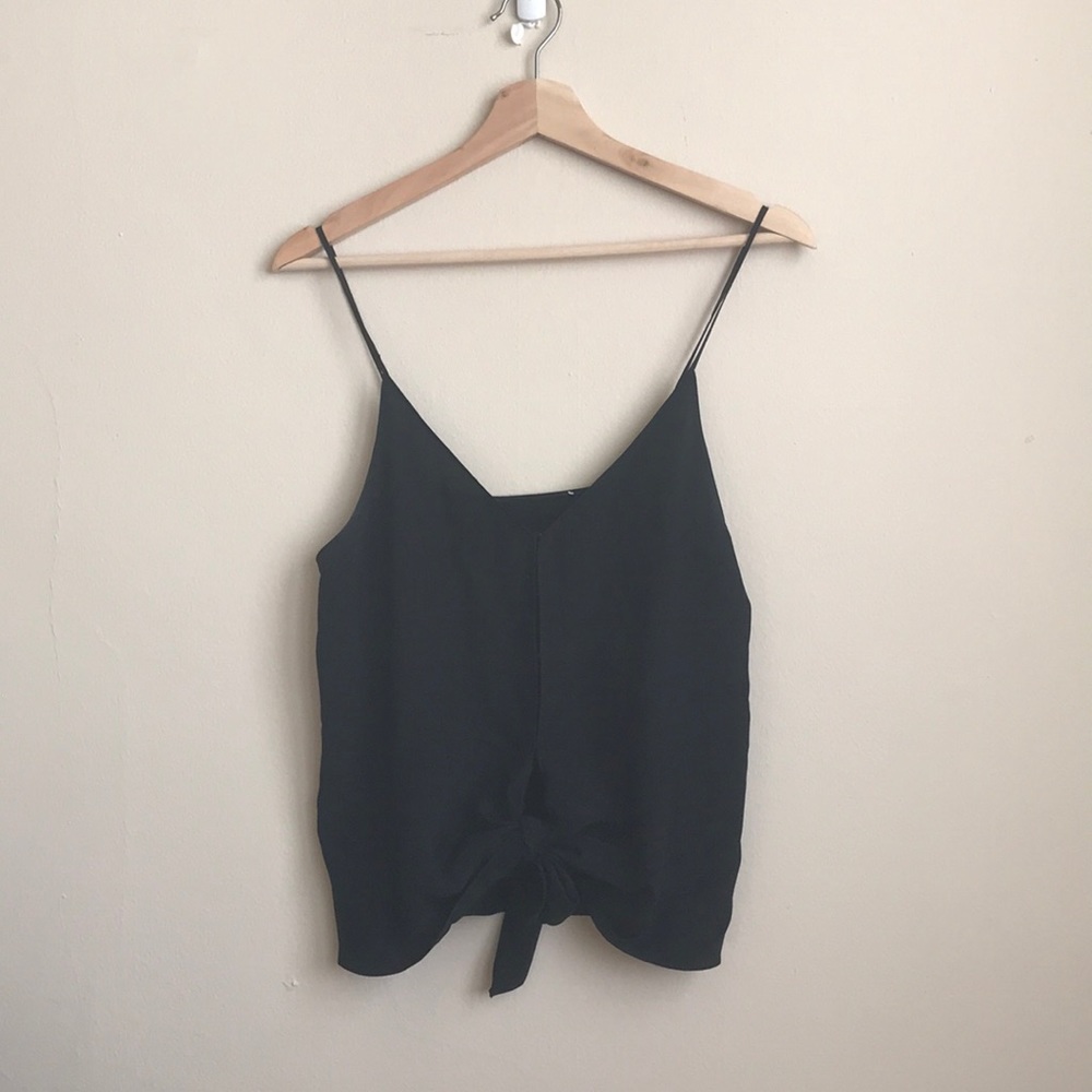Rory beca black silk tie front tank top